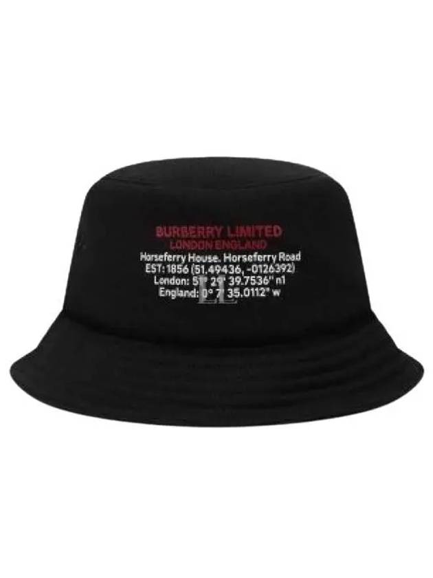 Location Print Cotton Bucket Hat Black - BURBERRY - BALAAN 2