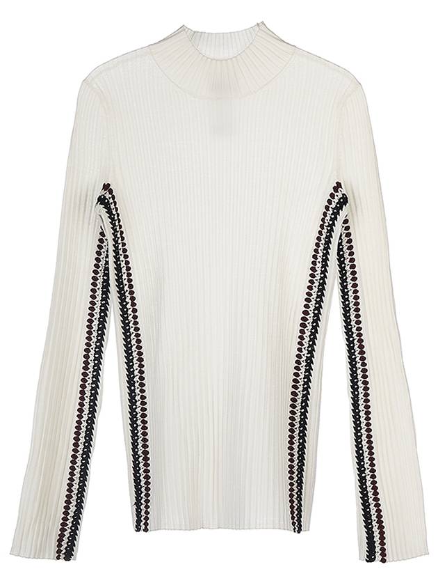 Crochet Mock Neck Knit Top White - CHLOE - BALAAN 2