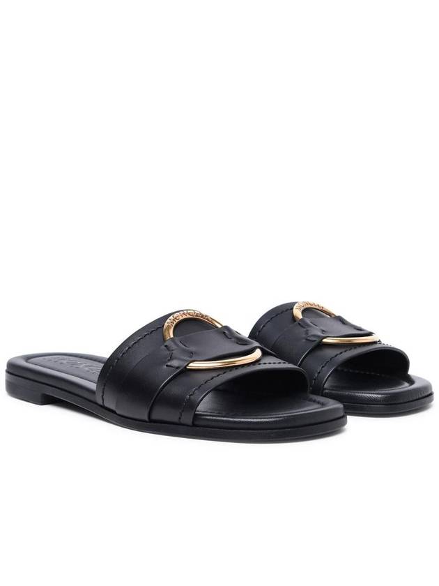 Bell Leather Slippers Black - MONCLER - BALAAN 3