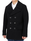 Men's Wool Pea Double Coat Black - BURBERRY - BALAAN 3