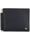 Small Grain Leather Money Clip Half Wallet Black - TOM FORD - BALAAN 3