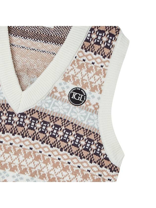 Jacquard Vest Sweater Ivory - THE GREEN LAB - BALAAN 4