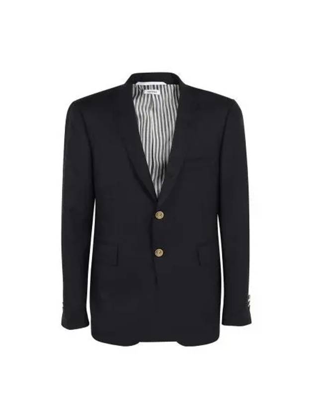 Super 120S Wool Twill Single Breasted Classic Jacket Navy - THOM BROWNE - BALAAN 2