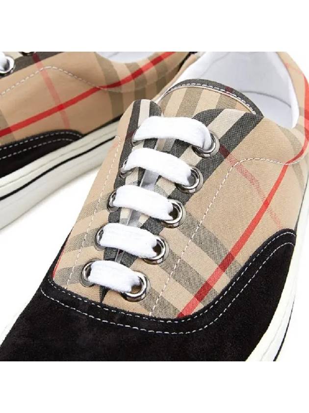 Men's Wilson Vintage Check Mix Low Top Sneakers Black Brown - BURBERRY - BALAAN 9