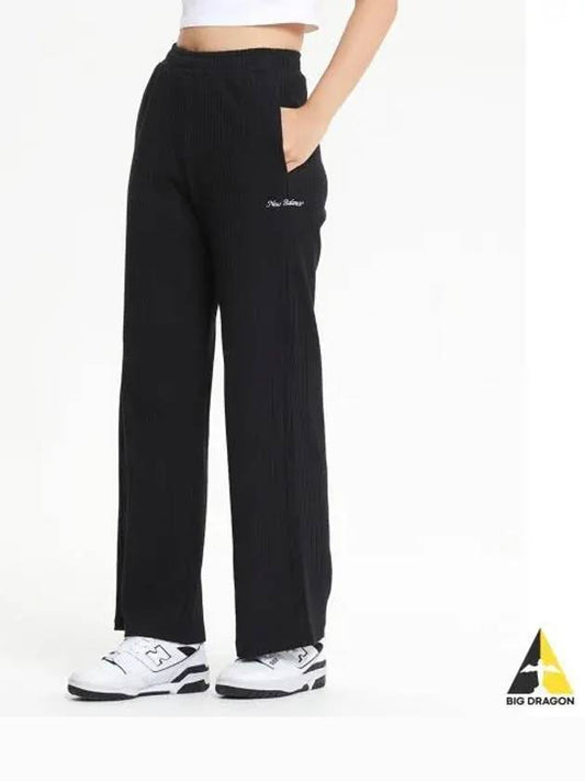 NBMLE3W802 WOMEN Soft ribbed wide pants BLACK - NEW BALANCE - BALAAN 1