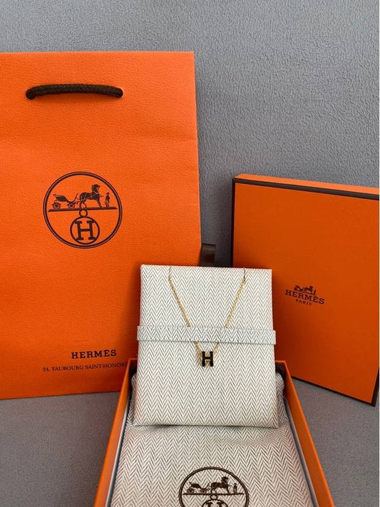 Mini Pop H Pendant Necklace Gold Noir - HERMES - BALAAN 2