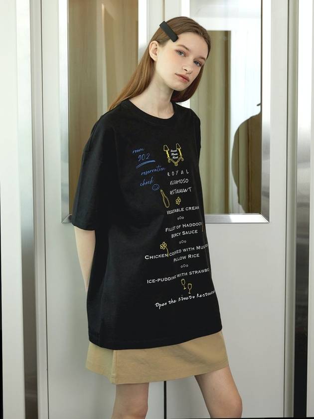 Room Service Menu Short Sleeve T-Shirt Deep Black - KINETO - BALAAN 2