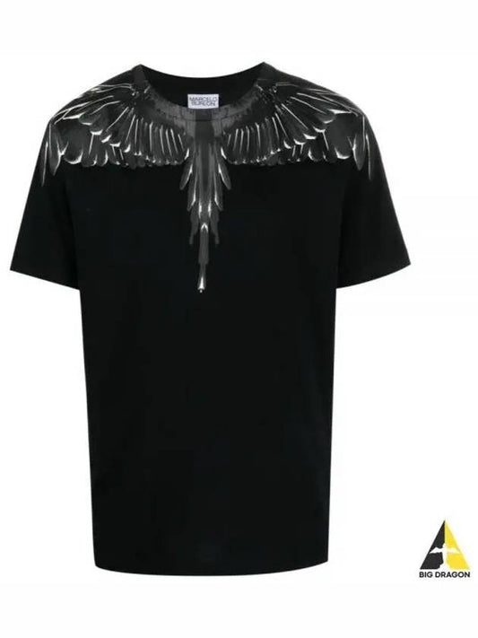 Men's Icon Wings Short Sleeve T-Shirt Black - MARCELO BURLON - BALAAN 2