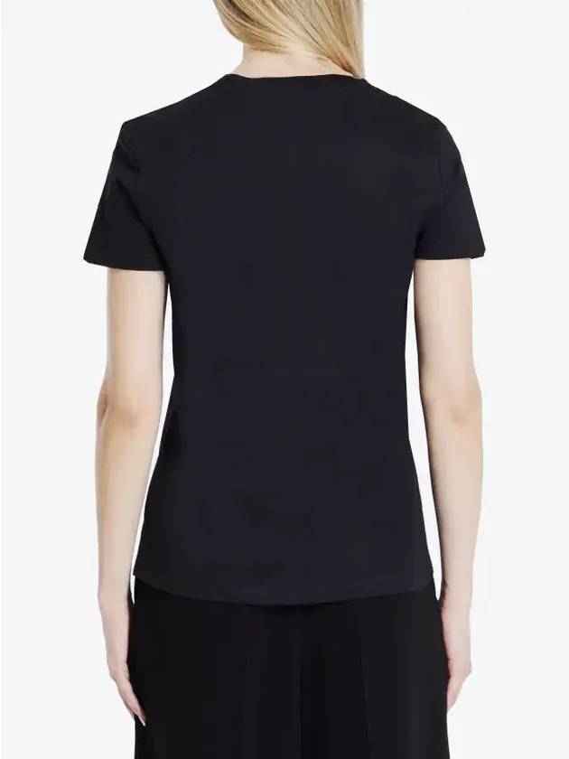 Embroidered Logo Crewneck Short Sleeve T-Shirt Black - MAX MARA - BALAAN 3