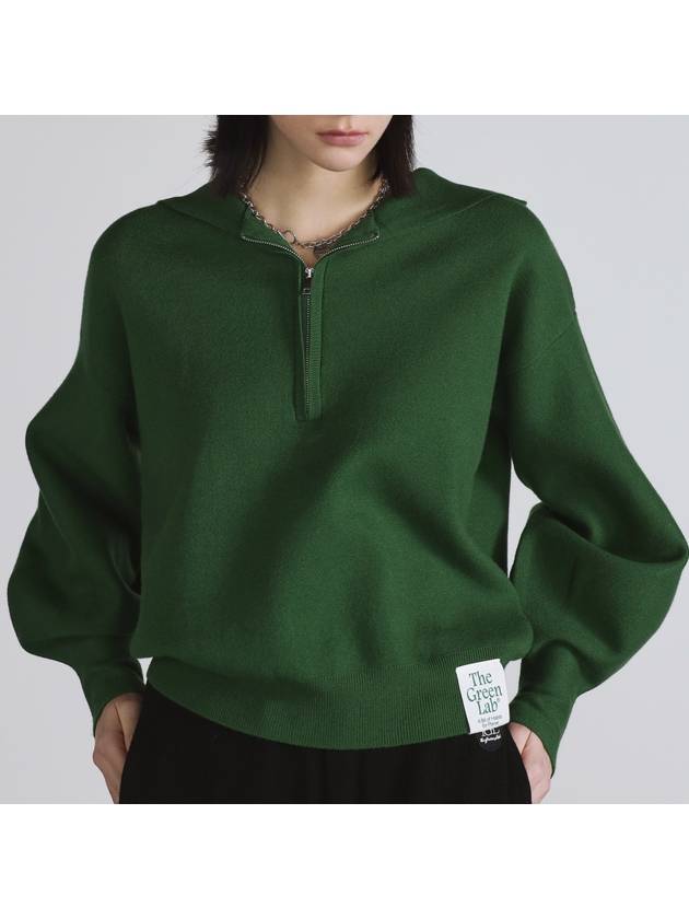 Half Zip-Up Pullover Hoodie Green - THE GREEN LAB - BALAAN 4