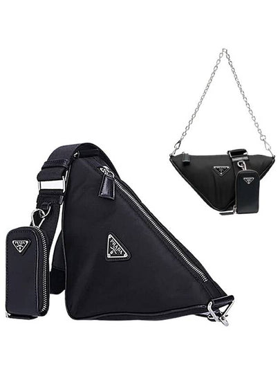 Triangle Logo Re-Nylon Cross Bag Black - PRADA - BALAAN 2