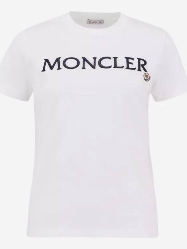 Women s Embroidered Logo T Shirt White J1 093 8C00006 829HP 037 - MONCLER - BALAAN 2