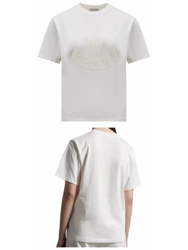 Embroidered Logo Crew Neck Short Sleeve T-Shirt Off White - MONCLER - BALAAN 5