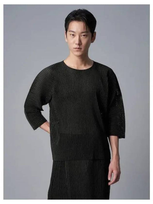 Light mesh oversized t shirt black domestic product GM0024053124742 - ISSEY MIYAKE - BALAAN 1