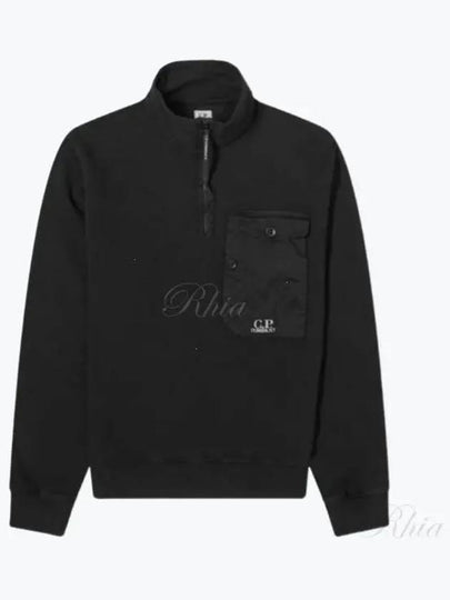 Cotton Fleece Mixed Zipped Sweatshirt Black - CP COMPANY - BALAAN 2