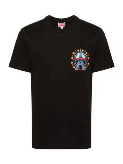 Drawn Varsity Embroidered Slim Cotton Short Sleeve T-shirt Black - KENZO - BALAAN 2