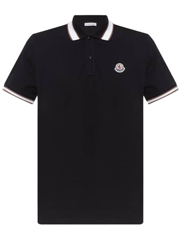 Logo Patch Polo Shirt Black - MONCLER - BALAAN 2