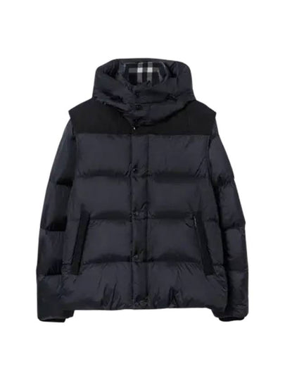 Detachable Sleeve Hooded Short Padding Navy - BURBERRY - BALAAN 2