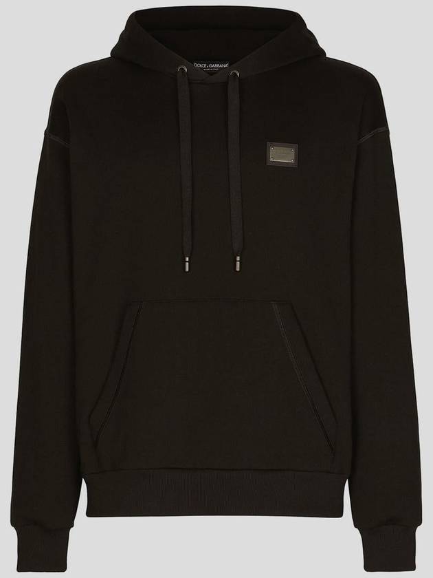 Logo Patch Cotton Classic Hood Black - DOLCE&GABBANA - BALAAN 2