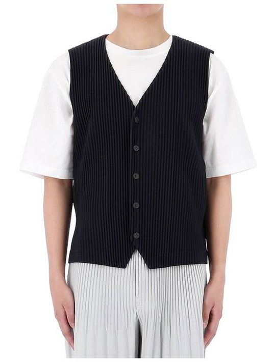 Pleated Basic Vest Navy - ISSEY MIYAKE - BALAAN 2