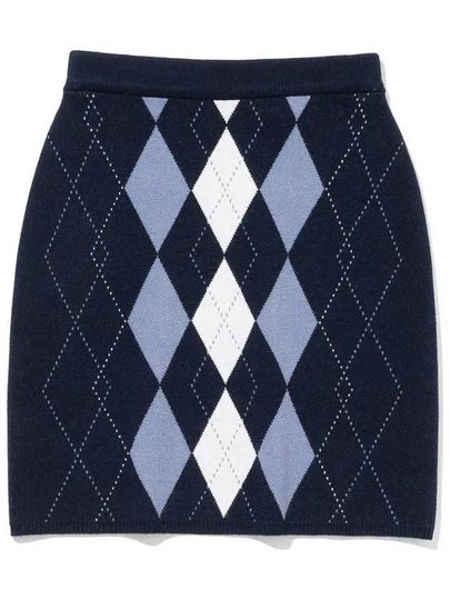 Viscose Argyle Knit Banding Skirt NAVY - 20THHOLE - BALAAN 2