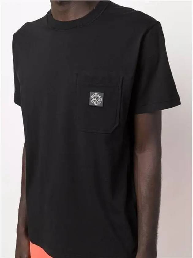 Wappen Logo Patch Pocket Short Sleeve T-Shirt Black - STONE ISLAND - BALAAN 6