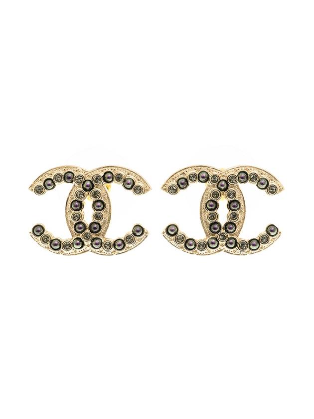 CC Logo Black Pearl Earrings Gold - CHANEL - BALAAN 1