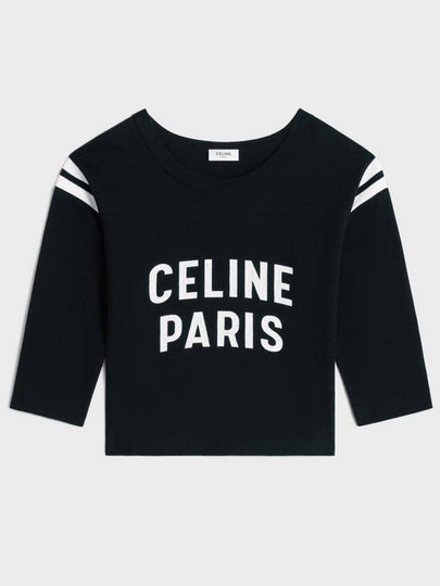 Paris 16 Crackle Effect Boxy Short Sleeve T-Shirt Black - CELINE - BALAAN 2