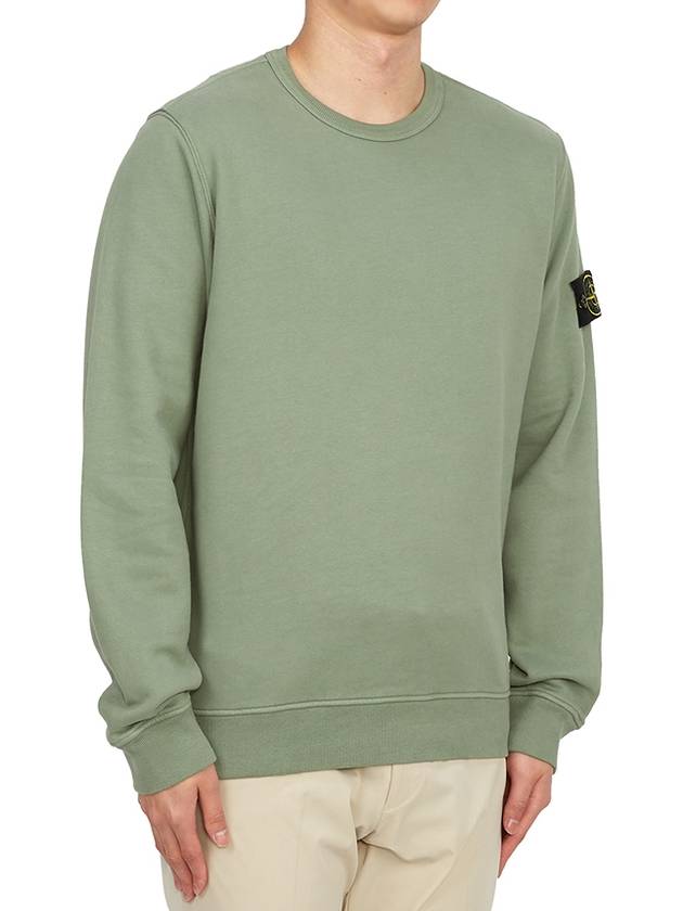 Brushed Cotton Fleece Garment Dyed Crewneck Sweatshirt Sage Green - STONE ISLAND - BALAAN 4