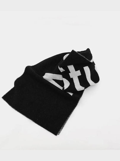 Jacquard Logo Two Tone Wool Muffler Black - ACNE STUDIOS - BALAAN 2