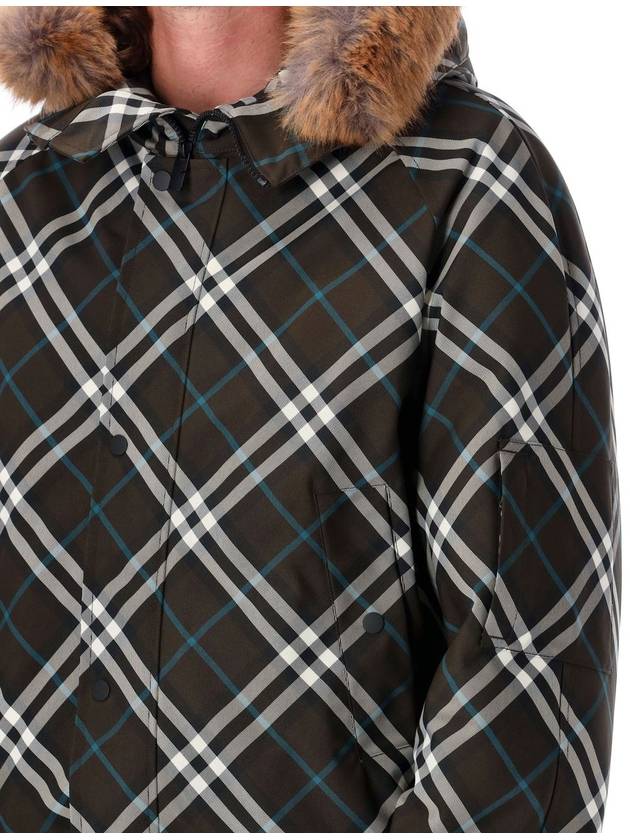 Faux Fur Trim Check Hooded Bomber Jacket Snug - BURBERRY - BALAAN 4