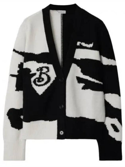 EKD V-Neck Cashmere Cardigan White Black - BURBERRY - BALAAN 2