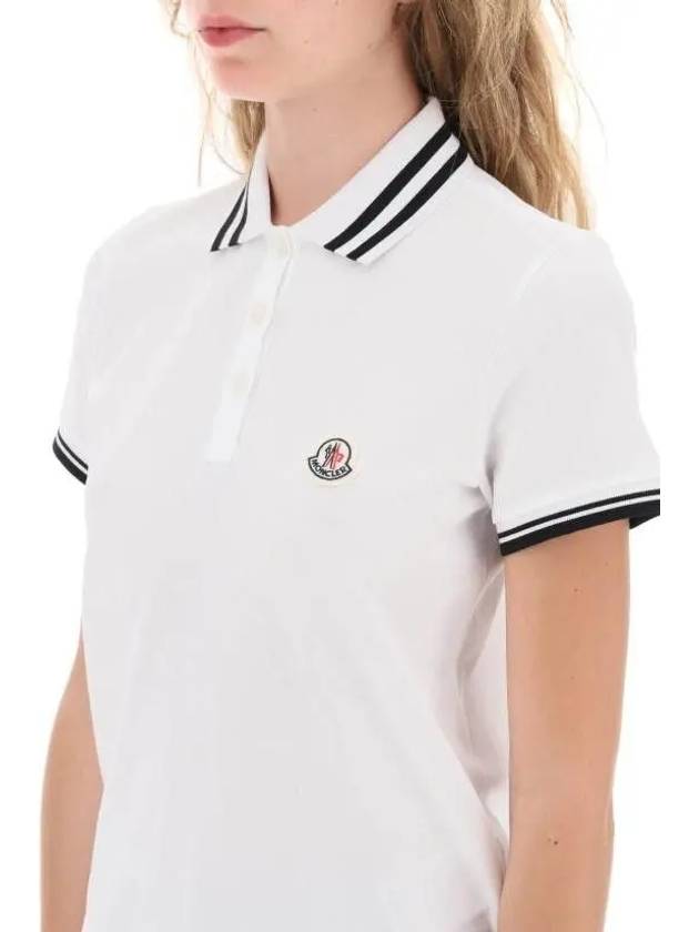 Women s Logo Patch Polo Short Sleeve T Shirt White 8A00009 84720 001 - MONCLER - BALAAN 3