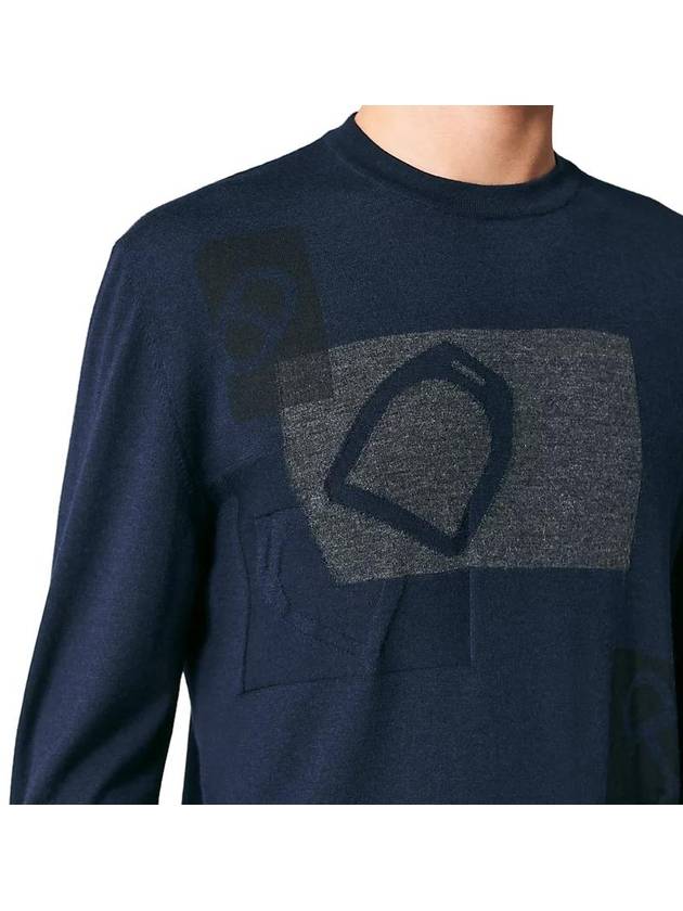 Decoupage Equestre Crew Neck Sweatshirt Navy - HERMES - BALAAN 4