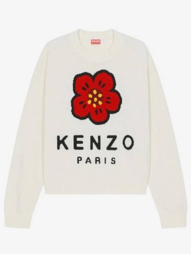 Boke Flower Merino Wool Knit Top White - KENZO - BALAAN 2