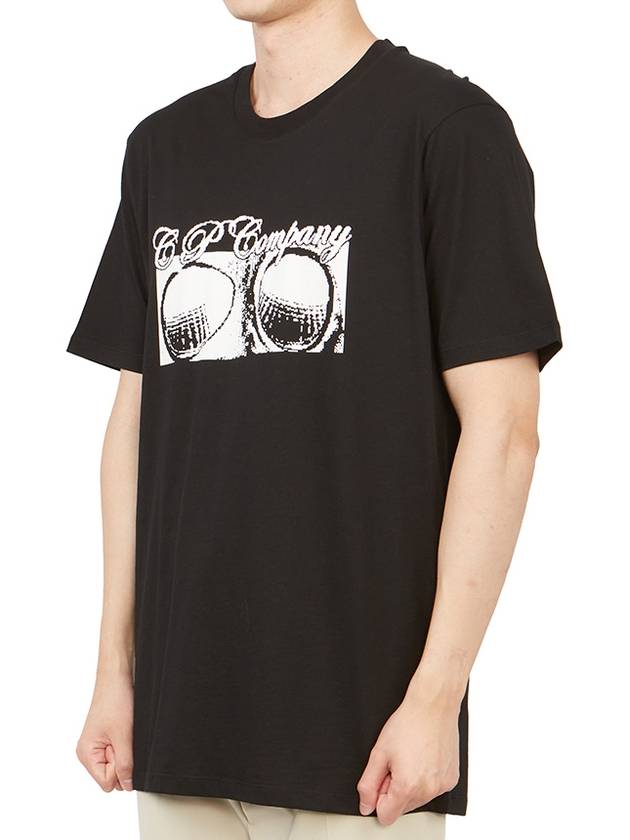 Print Cotton Short Sleeve T-Shirt Black - CP COMPANY - BALAAN 3