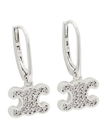 Triomphe Rhinestone Earrings Silver - CELINE - BALAAN 1