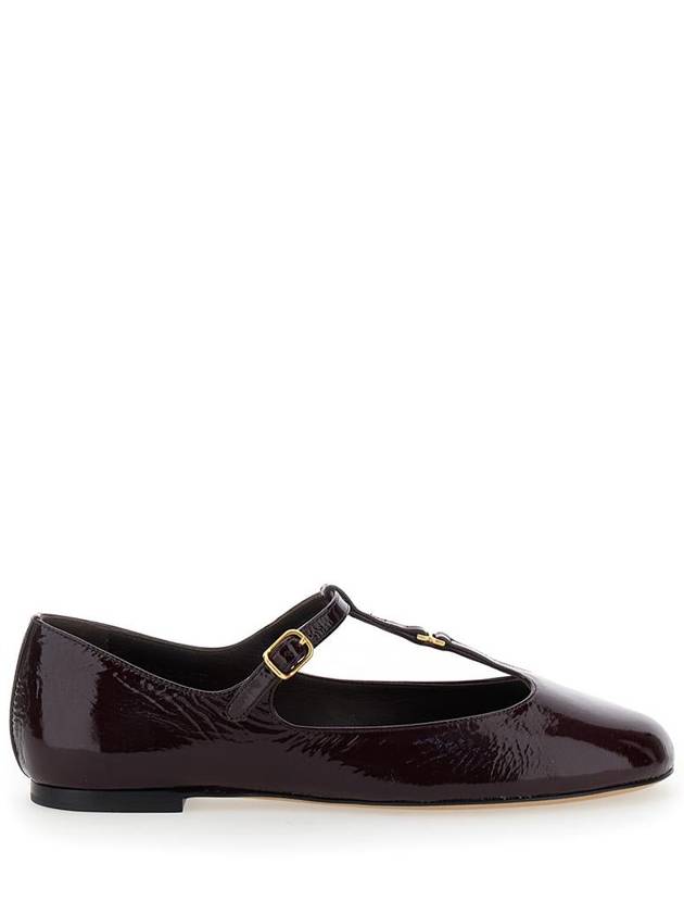 'Marcie' Bordeaux Ballet Flats With Gold Buckle In Patent Leather Woman - CHLOE - BALAAN 1