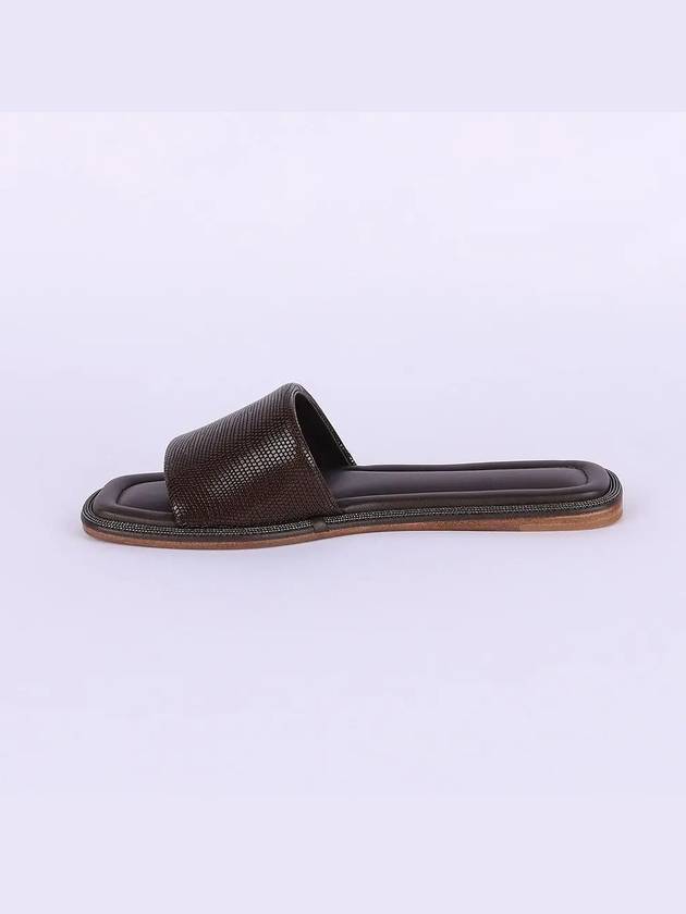 Women's Monili Leather Slides Brown MZIZC2150 TZLIZ C8279 - BRUNELLO CUCINELLI - BALAAN 3