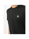 Slimfit Cotton Jersey Short Sleeve T-shirt Black - STONE ISLAND - BALAAN 6