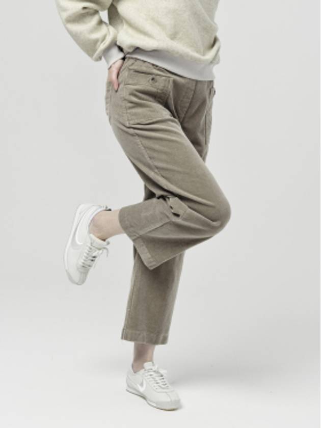 Women s Waist Banding Button Pocket Cotton Span Corduroy Khaki 3 4 Pants DO6242PT23 1 - DOYOUKNOWMC GOLF WEAR - BALAAN 1