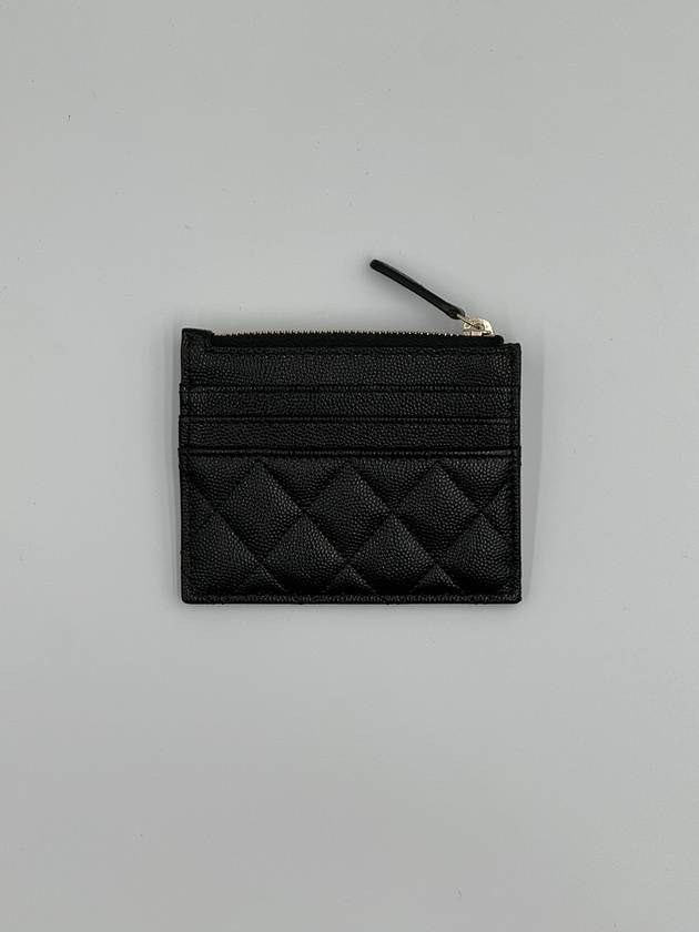 Gold logo caviar card wallet black - CHANEL - BALAAN 4