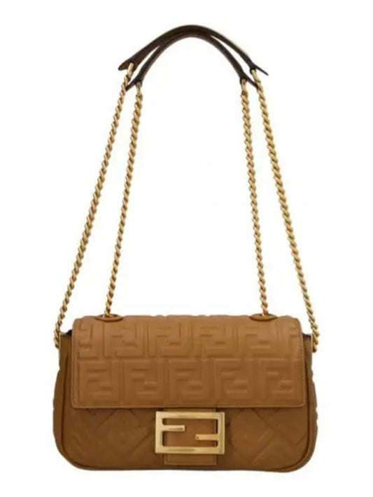 Baguette Embossed FF Chain Mini Shoulder Bag Brown - FENDI - BALAAN 2