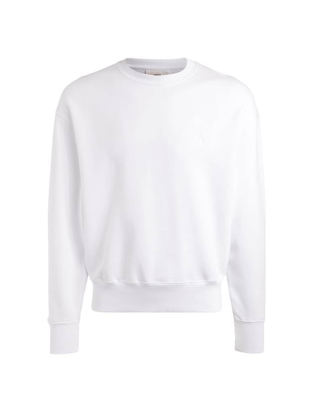 Tone On Tone Big Heart Logo Sweatshirt White - AMI - BALAAN 1