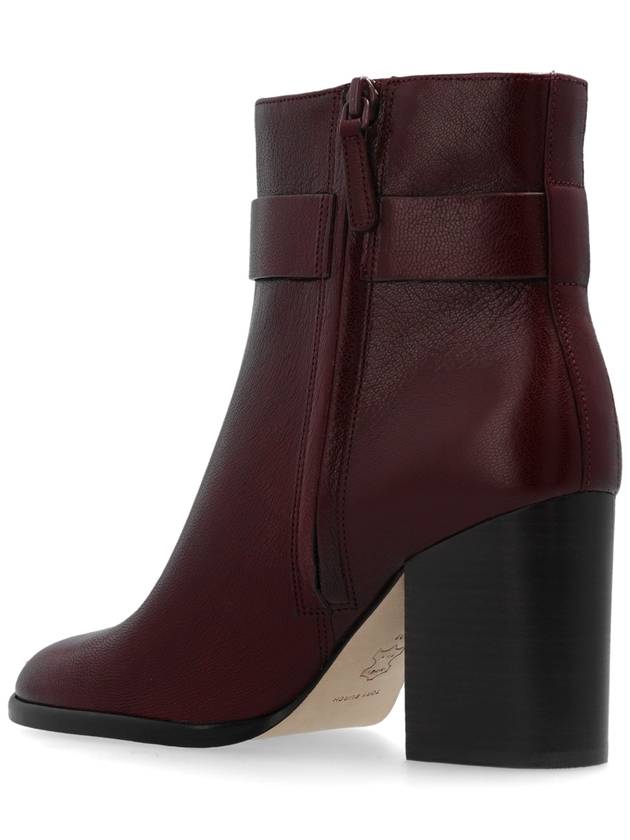 Tory Burch Leather Ankle Boots, Women's, Burgundy - TORY BURCH - BALAAN 5