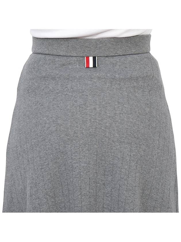 Pointelle Rip Below The Knee A-Line Skirt Grey - THOM BROWNE - BALAAN 10