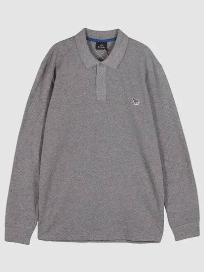 Zebra Patch Long Sleeve Polo Shirt Grey - PAUL SMITH - BALAAN 2