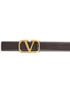 V Logo Signature Calfskin Leather Belt Brown - VALENTINO - BALAAN 3