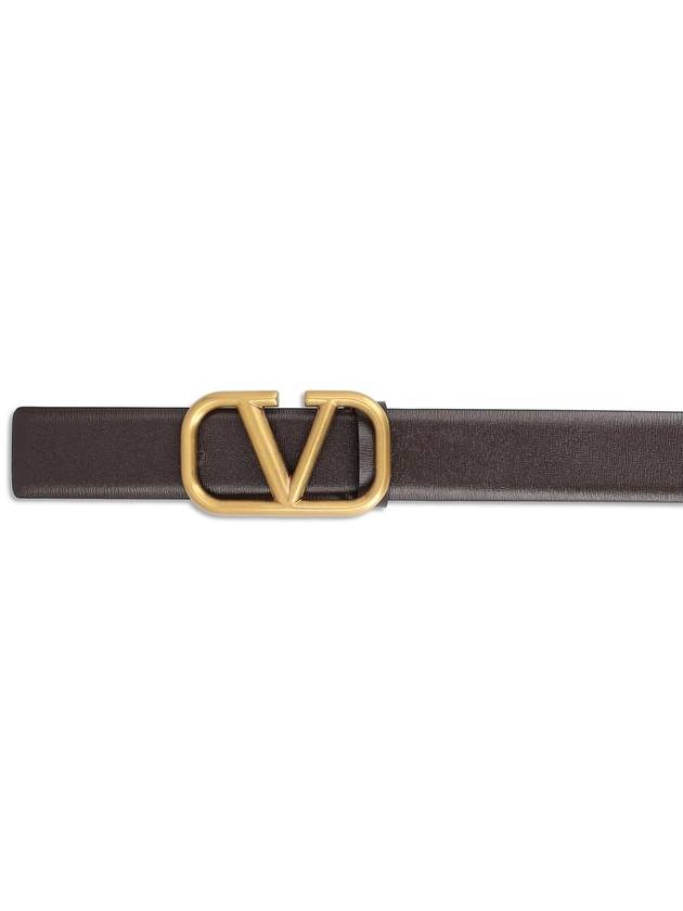 V Logo Signature Calfskin Leather Belt Brown - VALENTINO - BALAAN 3