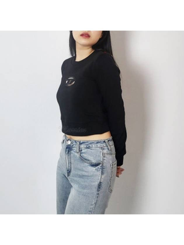 F Slimmy Cutout Logo Crop Sweatshirt Black - DIESEL - BALAAN 4